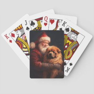 Chow Chow With Santa Claus Festive Christmas Playing Cards