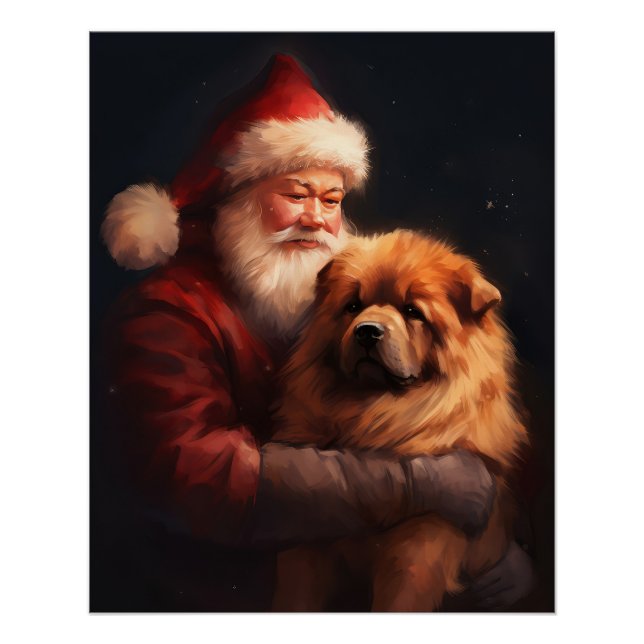 Chow Chow With Santa Claus Festive Christmas  Poster (Front)