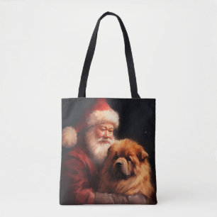 Chow Chow With Santa Claus Festive Christmas  Tote Bag