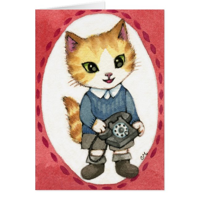 Chow - Cute 1950s retro telephone cat art (Front)