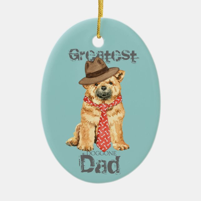 Chow Dad Ceramic Ornament (Front)
