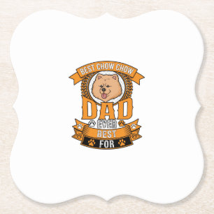 Chow Dad Dog Ever Wreath Paw Prints Paper Coaster
