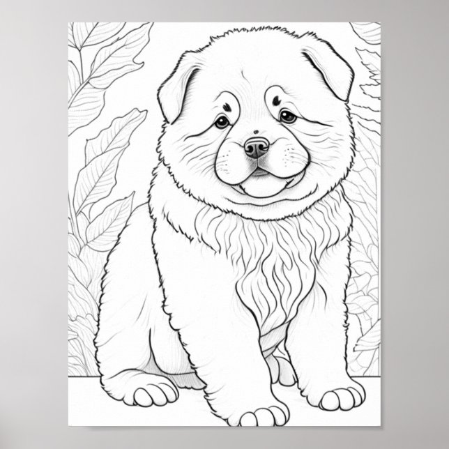 Chow Dog Adult Colouring Poster (Front)