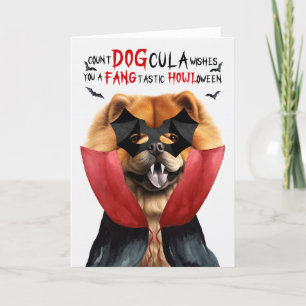 Chow Dog Funny Count DOGcula Halloween Holiday Card