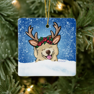 Chow Reindeer Ceramic Ornament