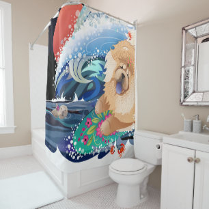 CHOWABUNGA - Chow  - Shower curtain or dog show