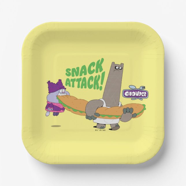 Chowder and Shnitzel Paper Plate (Front)