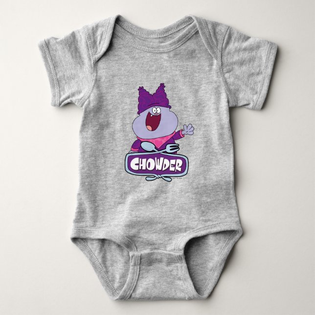 Chowder Waving Baby Bodysuit (Front)