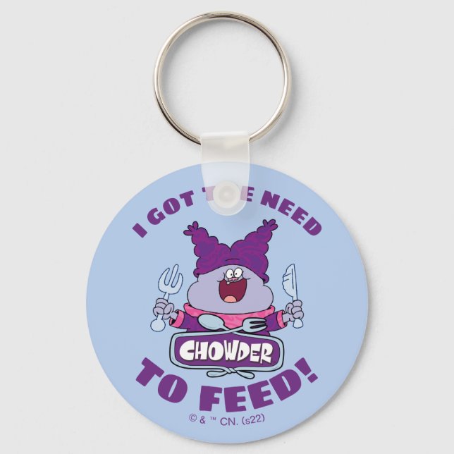Chowder With Fork and Knife Key Ring (Front)