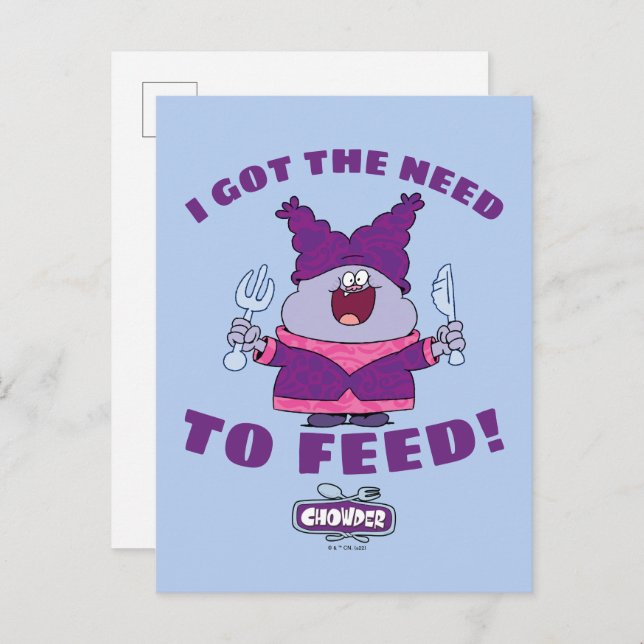 Chowder With Fork and Knife Postcard (Front/Back)