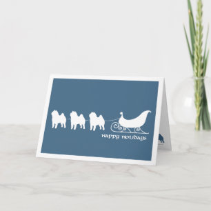 Chows Pulling Santa's Sleigh Holiday Card