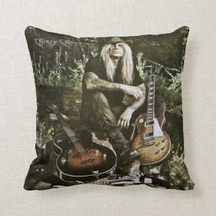Chris Caffery Sitting with Guitars (filtered) Cushion