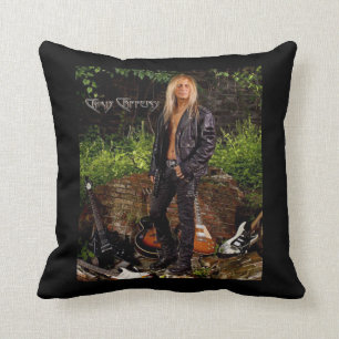 Chris Caffery Standing with Guitars Throw Pillow