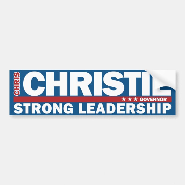 Chris Christie Governor Strong Leadership Sticker (Front)