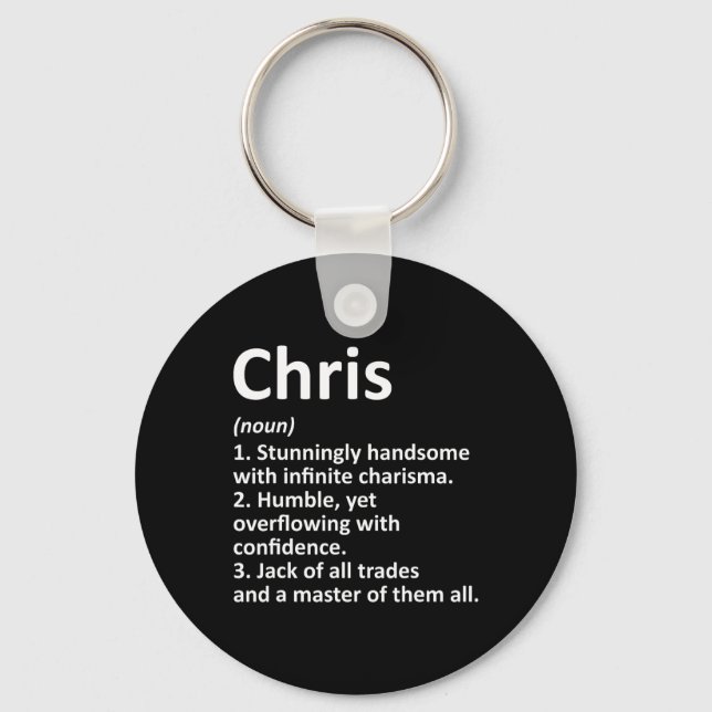 Chris Definition Personalised Name Funny Birthday  Key Ring (Front)