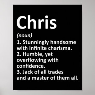 Chris Definition Personalised Name Funny Birthday Poster