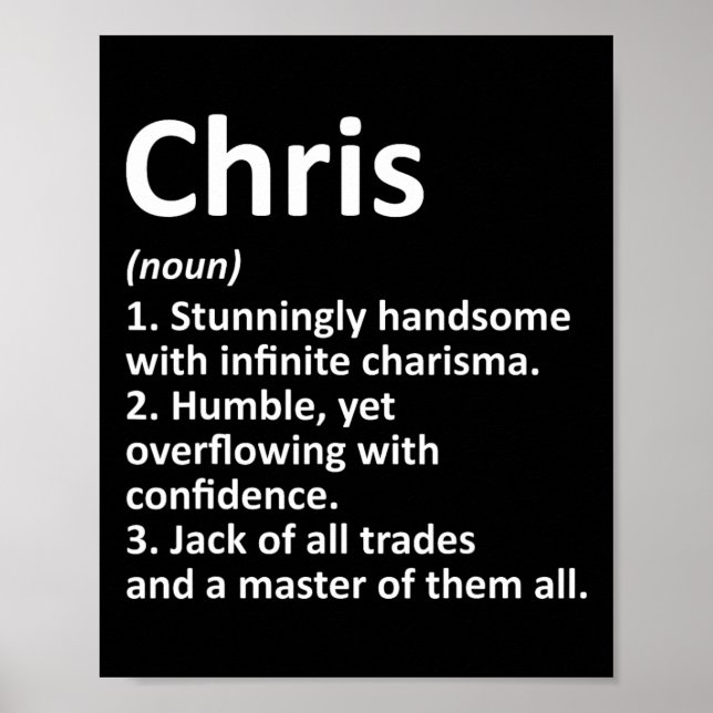 Chris Definition Personalised Name Funny Birthday  Poster (Front)