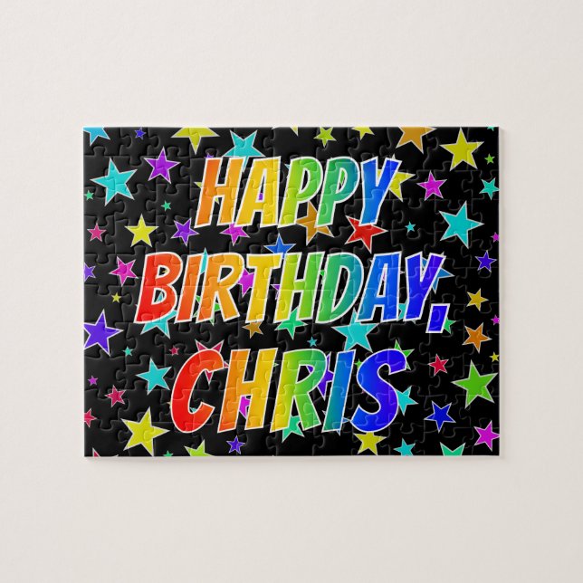 "CHRIS" First Name, Fun "HAPPY BIRTHDAY" Jigsaw Puzzle (Horizontal)