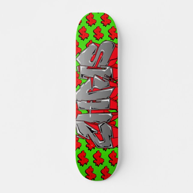 Chris Graffiti Custom Personalised Cash Skateboard (Front)