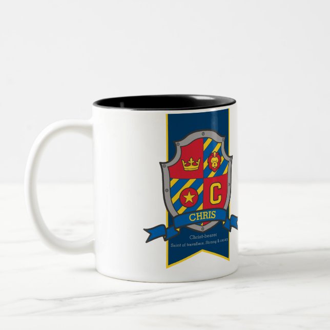 Chris knight shield red blue name meaning mug (Left)