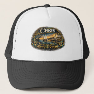 Chris Mystic Connecticut Vintage Nautical Name Trucker Hat
