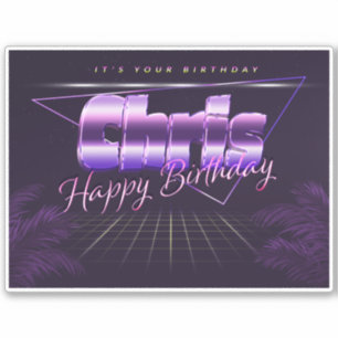 Chris Name First name lila retro Sticker Birthday