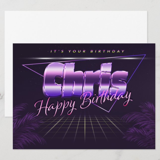 Chris Name First Name purla retro card Birthday (Front/Back)