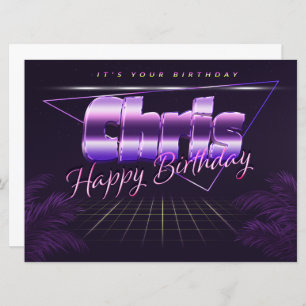 Chris Name First Name purla retro card Birthday