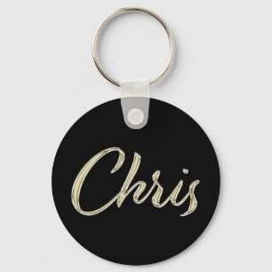 Chris Name whitegold Button Schlüsselanhänger Key Ring