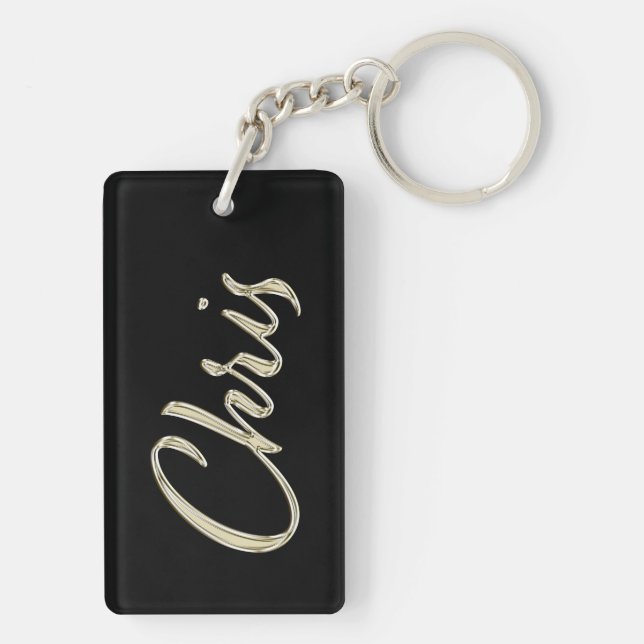 Chris Name whitegold key trailer Ring (Back)
