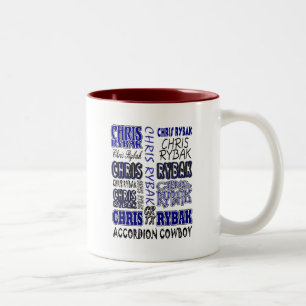 Chris Rybak over over logo - Blue black Two-Tone Coffee Mug