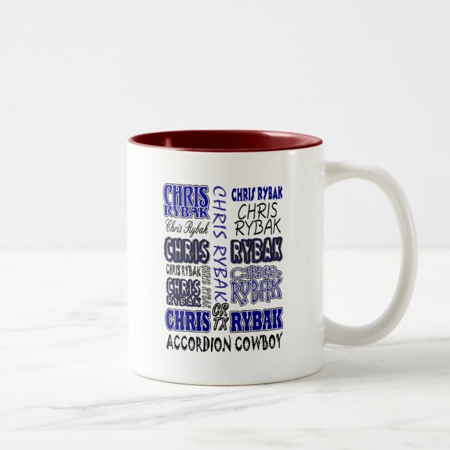 Chris Rybak over over logo - Blue black Two-Tone Coffee Mug (Right)