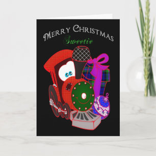 Chrismas - Child - Sweetie - Train and Gifts Holiday Card