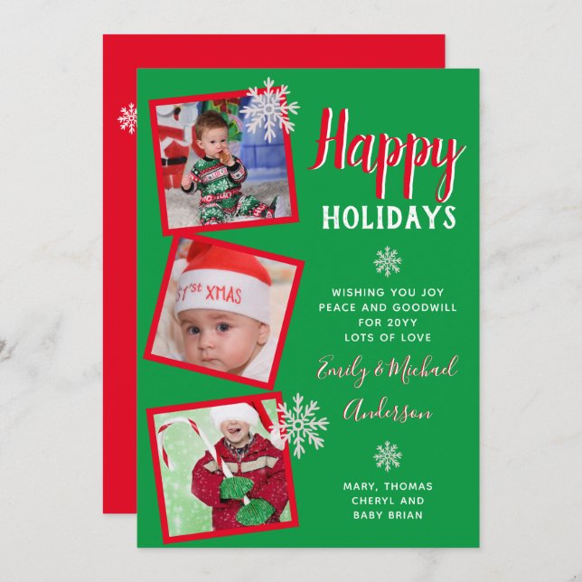 Chrismas Photo Collage Template Greetings Invite (Front/Back)