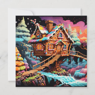 Chrismas psychedelic gingerbread treehouse  holiday card