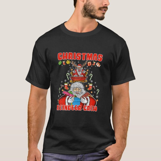 Chrismas Reindeer Crew Santa Candy Family Party Xm T-Shirt (Front)