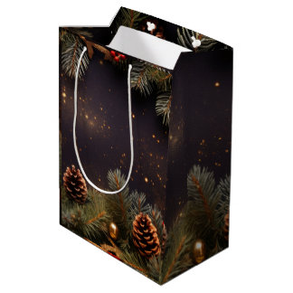 chrismas tree wrapping paper medium gift bag
