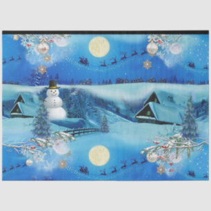Chrismas Winter Holiday Celebration with a snowman Tissue Paper