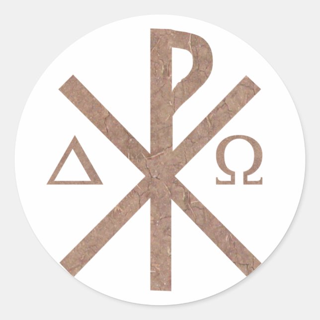 Chrisme Alpha Omega aspect terre. Classic Round Sticker (Front)