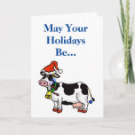 Chrismukkah Card with Cow<br><div class="desc">A silly card  puns the "Mu" as "Moo" with a Jewish-Christian holiday cow as the design.  Customise this card as you wish.</div>