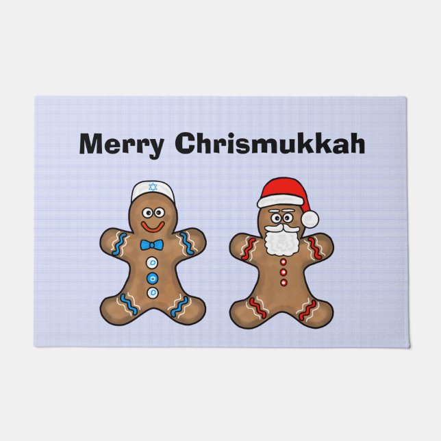 Chrismukkah Gingerbread Men Door Mat (Front)