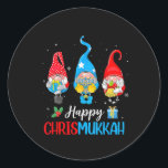 Chrismukkah Gnomes Merry Christmas And Happy Hanuk Classic Round Sticker<br><div class="desc">Chrismukkah Gnomes Merry Christmas And Happy Hanukkah</div>