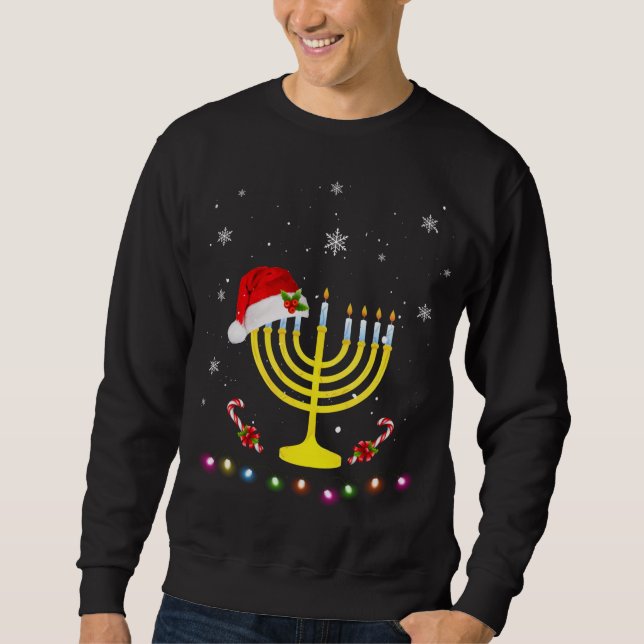 Chrismukkah Hannukah Santa Hat Family Christmas Pa Sweatshirt (Front)