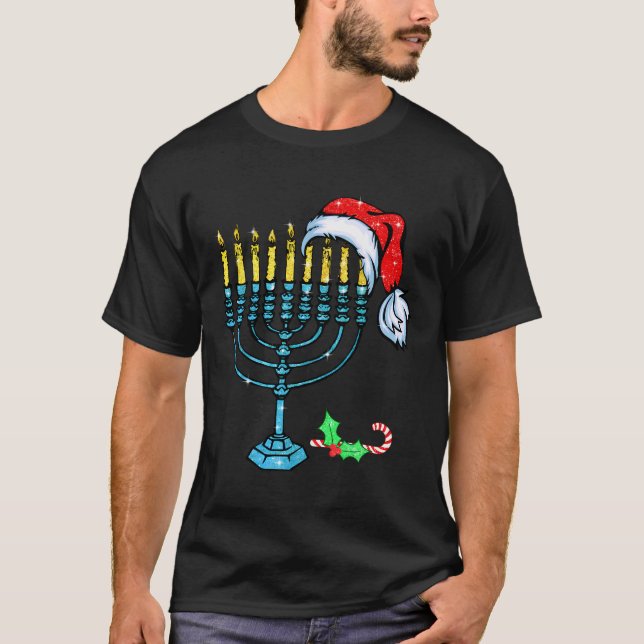 Chrismukkah Hannukah Santa Hat Family Christmas Pa T-Shirt (Front)