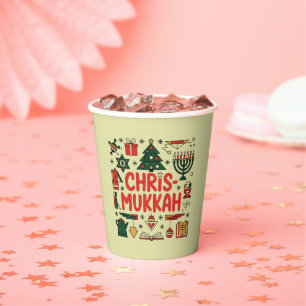 Chrismukkah Hanukkah Christmas Jewish Religious Paper Cups