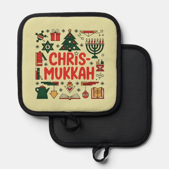 Chrismukkah Hanukkah Christmas Jewish Religious  Pot Holder (Front/Back)