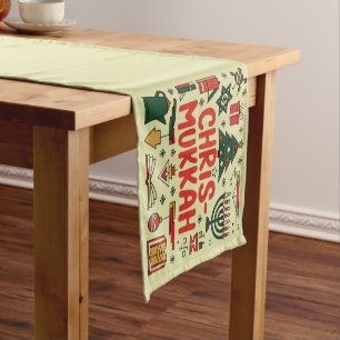 Chrismukkah Hanukkah Christmas Jewish Religious  Short Table Runner