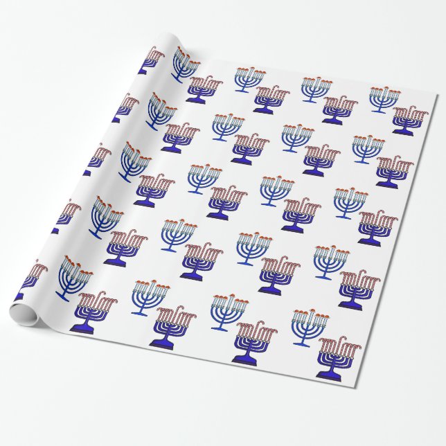 Chrismukkah Menorahs Wrapping Paper (Unrolled)