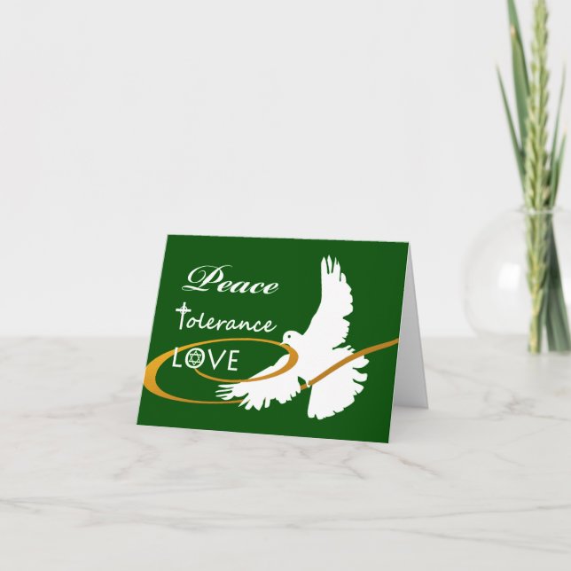 Chrismukkah, Peace, Tolerance, Love, Dove Card (Front)