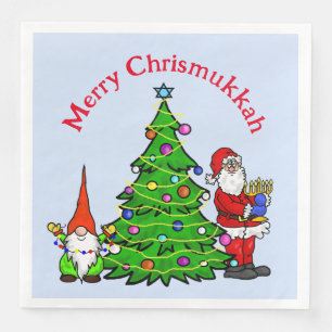 Chrismukkah Santa, Tree and Gnome Napkins